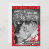 5x7 XMAS Kerstmis Rode Glitter Sneeuwvlok FOTO-kaa Feestdagenkaart (Voorkant)