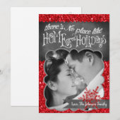 5x7 XMAS Kerstmis Rode Glitter Sneeuwvlok FOTO-kaa Feestdagenkaart (Voorkant / Achterkant)