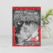 5x7 XMAS Kerstmis Rode Glitter Sneeuwvlok FOTO-kaa Feestdagenkaart (Staand voorkant)