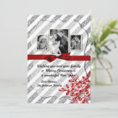 5x7 XMAS Kerstmis Rode Glitter Sneeuwvlok FOTO-kaa Feestdagenkaart (Staand voorkant)