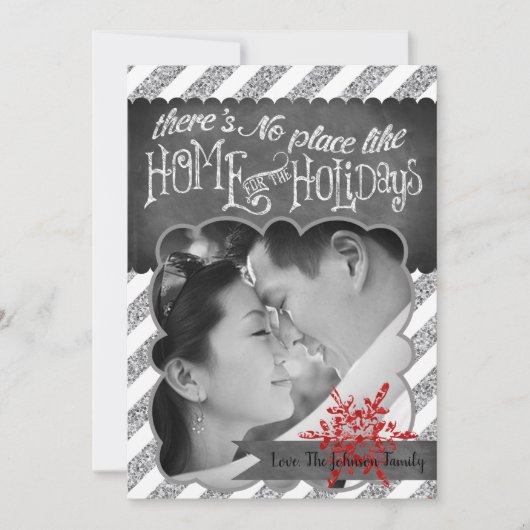 5x7 XMAS Kerstmis Rode Glitter Sneeuwvlok FOTO-kaa Feestdagenkaart (Voorkant)