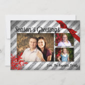 5x7 XMAS Kerstmis Rode Glitter Sneeuwvlok FOTO-kaa Feestdagenkaart (Voorkant)