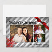 5x7 XMAS Kerstmis Rode Glitter Sneeuwvlok FOTO-kaa Feestdagenkaart (Voorkant / Achterkant)