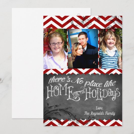 5x7 XMAS-kerstrode Chevron Chalkboa FOTO-kaart Feestdagenkaart (Voorkant / Achterkant)