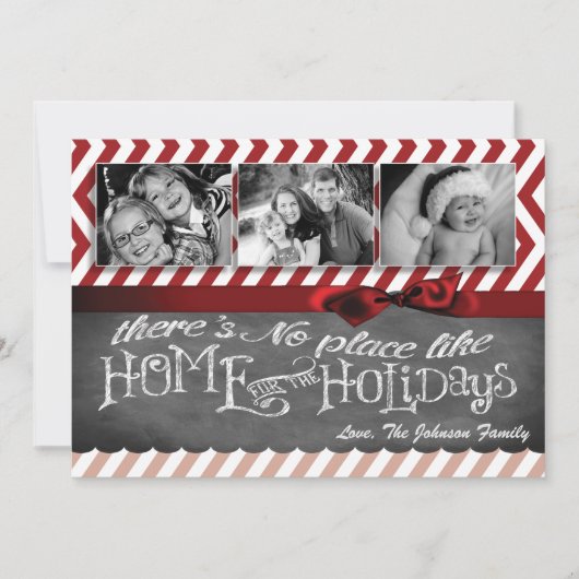 5x7 XMAS-kerstrode Chevron Chalkboa FOTO-kaart Feestdagenkaart (Voorkant)