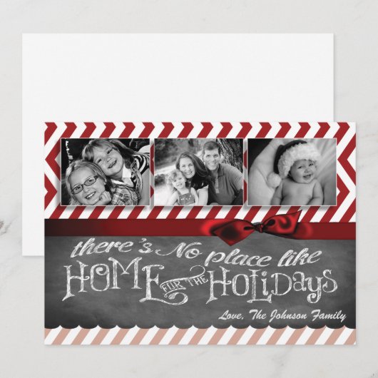 5x7 XMAS-kerstrode Chevron Chalkboa FOTO-kaart Feestdagenkaart (Voorkant / Achterkant)