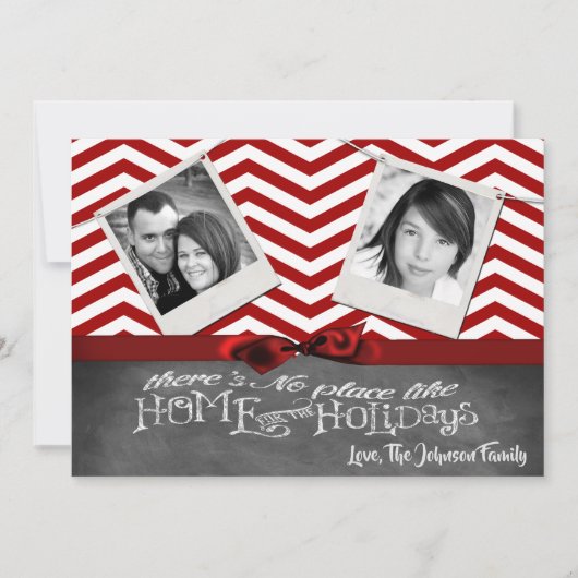 5x7 XMAS-kerstrode Chevron Chalkboa FOTO-kaart Feestdagenkaart (Voorkant)