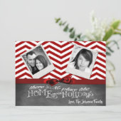 5x7 XMAS-kerstrode Chevron Chalkboa FOTO-kaart Feestdagenkaart (Staand voorkant)