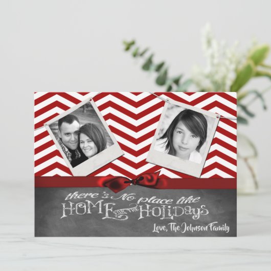 5x7 XMAS-kerstrode Chevron Chalkboa FOTO-kaart Feestdagenkaart (Staand voorkant)