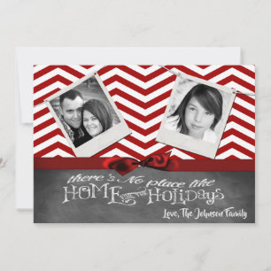 5x7 XMAS-kerstrode Chevron Chalkboa FOTO-kaart Feestdagenkaart