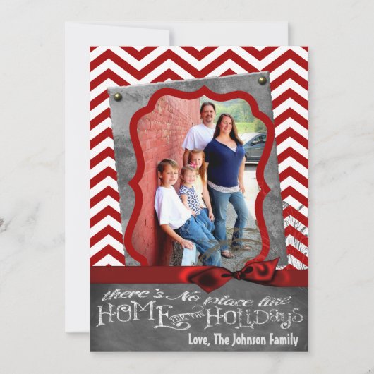 5x7 XMAS-kerstrode Chevron Chalkboa FOTO-kaart Feestdagenkaart (Voorkant)