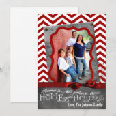 5x7 XMAS-kerstrode Chevron Chalkboa FOTO-kaart Feestdagenkaart (Voorkant / Achterkant)