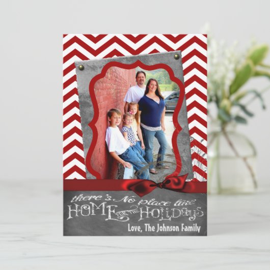 5x7 XMAS-kerstrode Chevron Chalkboa FOTO-kaart Feestdagenkaart (Staand voorkant)
