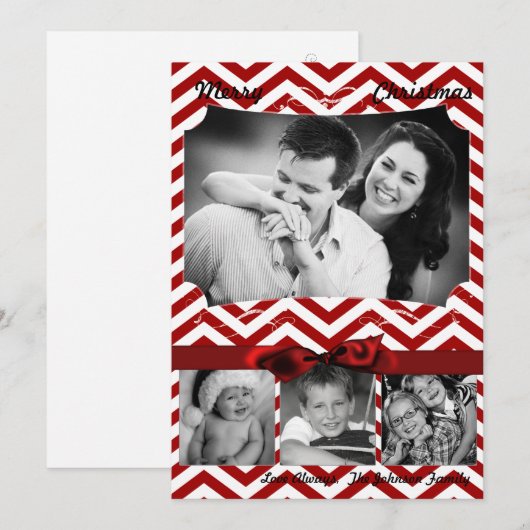 5x7 XMAS-kerstrode Chevron Chalkboa FOTO-kaart Feestdagenkaart (Voorkant / Achterkant)