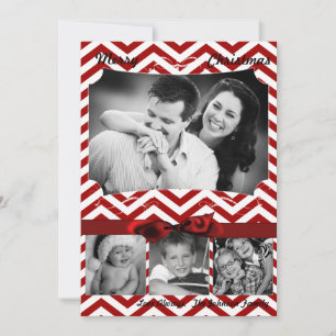 5x7 XMAS-kerstrode Chevron Chalkboa FOTO-kaart Feestdagenkaart