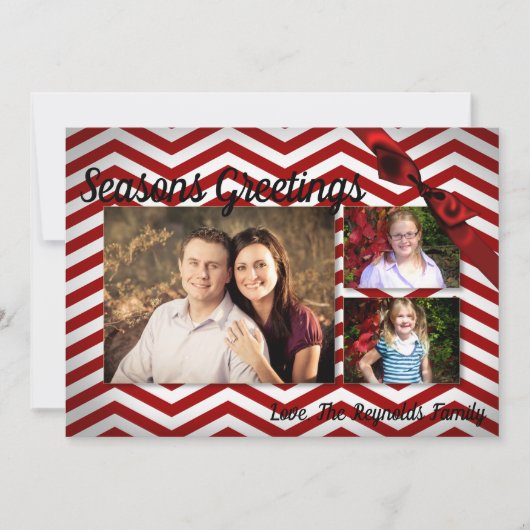 5x7 XMAS-kerstrode Chevron Chalkboa FOTO-kaart Feestdagenkaart (Voorkant)