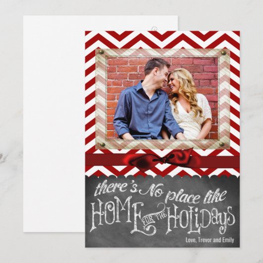 5x7 XMAS-kerstrode Chevron Chalkboa FOTO-kaart Feestdagenkaart (Voorkant / Achterkant)