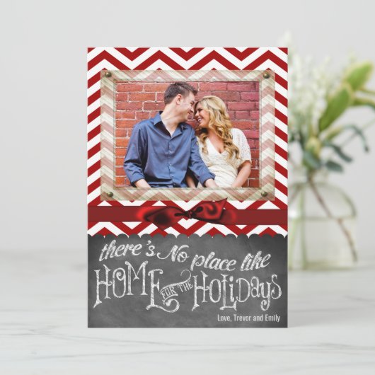 5x7 XMAS-kerstrode Chevron Chalkboa FOTO-kaart Feestdagenkaart (Staand voorkant)
