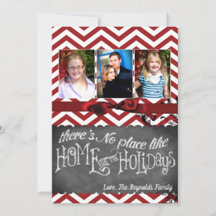 5x7 XMAS-kerstrode Chevron Chalkboa FOTO-kaart Feestdagenkaart