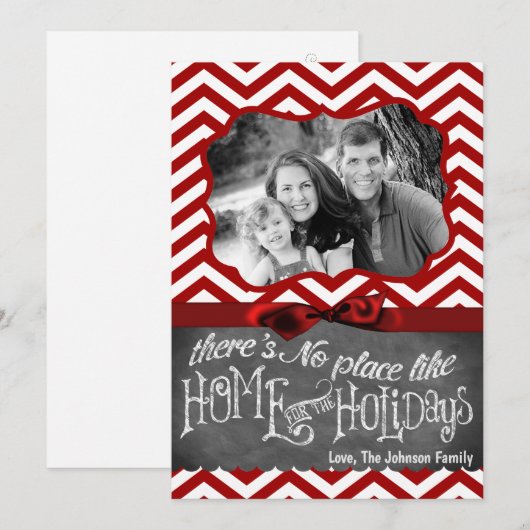5x7 XMAS-kerstrode Chevron Chalkboa FOTO-kaart Feestdagenkaart (Voorkant / Achterkant)
