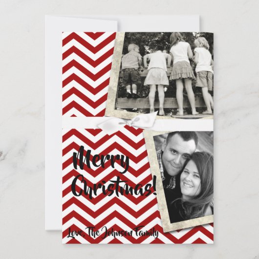 5x7 XMAS-kerstrode Chevron Chalkboa FOTO-kaart Feestdagenkaart (Voorkant)