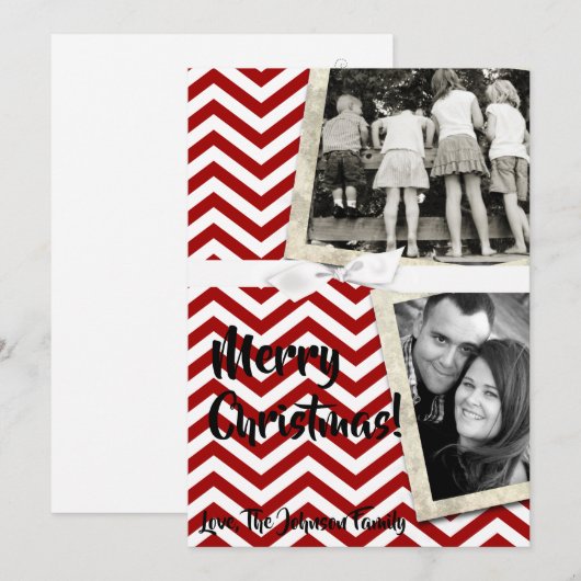 5x7 XMAS-kerstrode Chevron Chalkboa FOTO-kaart Feestdagenkaart (Voorkant / Achterkant)