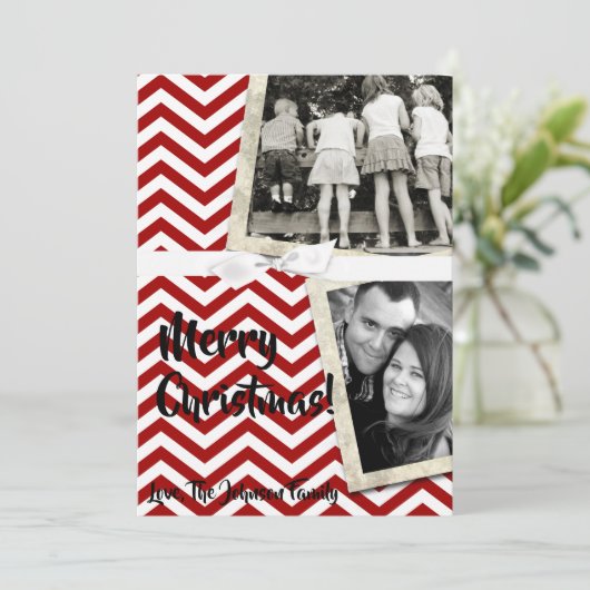 5x7 XMAS-kerstrode Chevron Chalkboa FOTO-kaart Feestdagenkaart (Staand voorkant)