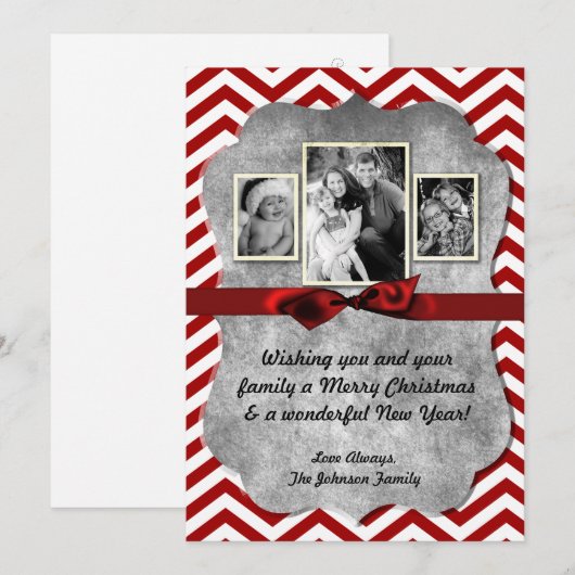 5x7 XMAS-kerstrode Chevron Chalkboa FOTO-kaart Feestdagenkaart (Voorkant / Achterkant)