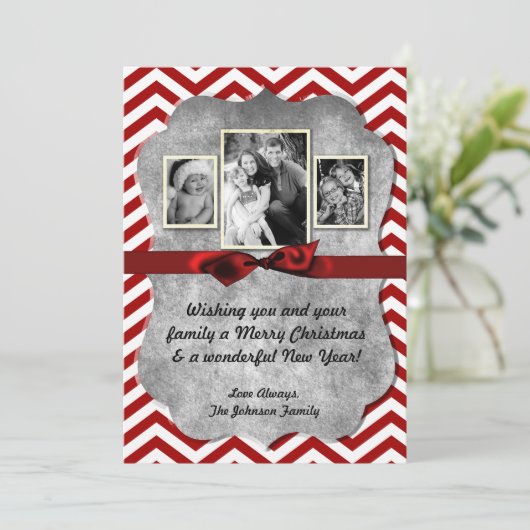 5x7 XMAS-kerstrode Chevron Chalkboa FOTO-kaart Feestdagenkaart (Staand voorkant)