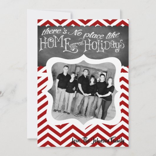 5x7 XMAS-kerstrode Chevron Chalkboa FOTO-kaart Feestdagenkaart (Voorkant)