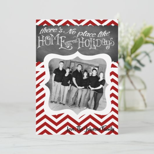 5x7 XMAS-kerstrode Chevron Chalkboa FOTO-kaart Feestdagenkaart (Staand voorkant)