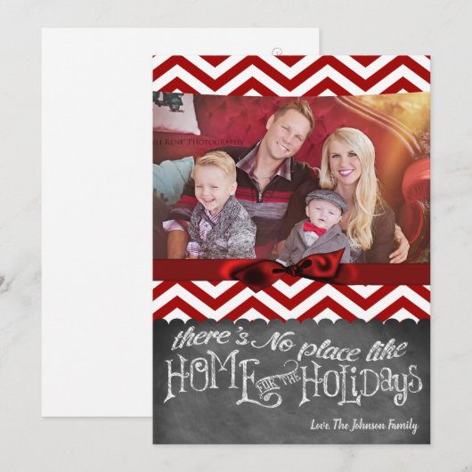 5x7 XMAS-kerstrode Chevron Chalkboa FOTO-kaart Feestdagenkaart (Voorkant / Achterkant)