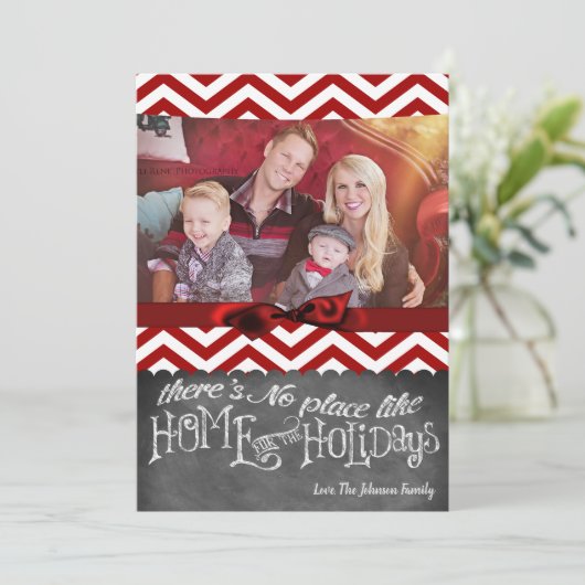 5x7 XMAS-kerstrode Chevron Chalkboa FOTO-kaart Feestdagenkaart (Staand voorkant)