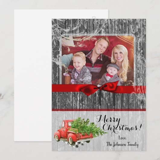 5x7 XMAS Red Kerstmis Buck Tree PHOTO-kaart Feestdagenkaart (Voorkant / Achterkant)