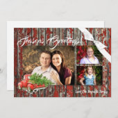 5x7 XMAS Red Kerstmis Buck Tree Wood PHOTO-kaart Feestdagenkaart (Voorkant / Achterkant)