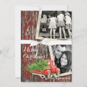 5x7 XMAS Red Kerstmis Buck Tree Wood PHOTO-kaart Feestdagenkaart (Voorkant)