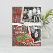 5x7 XMAS Red Kerstmis Buck Tree Wood PHOTO-kaart Feestdagenkaart (Staand voorkant)