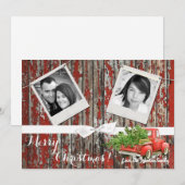 5x7 XMAS Red Kerstmis Buck Tree Wood PHOTO-kaart Feestdagenkaart (Voorkant / Achterkant)