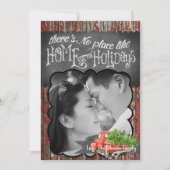 5x7 XMAS Red Kerstmis Buck Tree Wood PHOTO-kaart Feestdagenkaart (Voorkant)