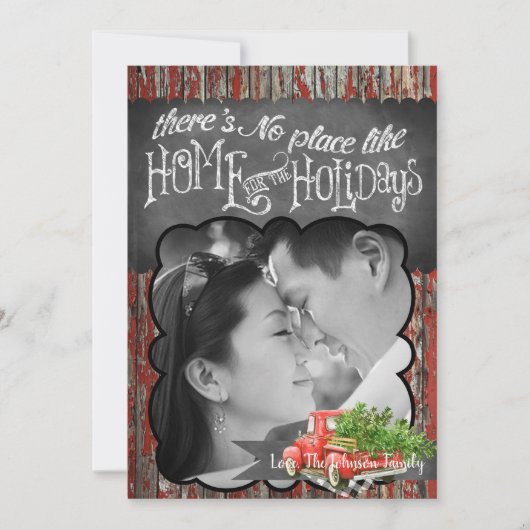 5x7 XMAS Red Kerstmis Buck Tree Wood PHOTO-kaart Feestdagenkaart (Voorkant)