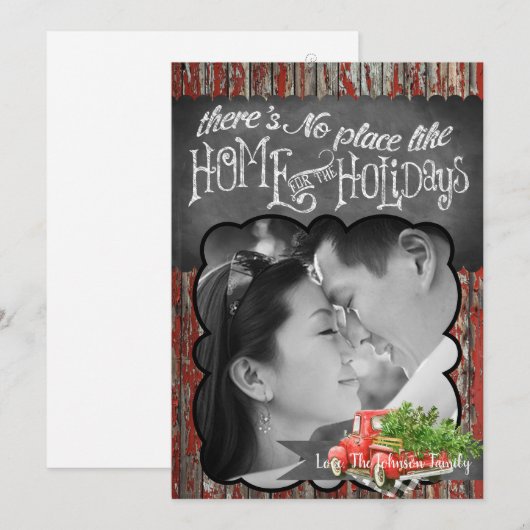 5x7 XMAS Red Kerstmis Buck Tree Wood PHOTO-kaart Feestdagenkaart (Voorkant / Achterkant)