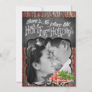 5x7 XMAS Red Kerstmis Buck Tree Wood PHOTO-kaart Feestdagenkaart