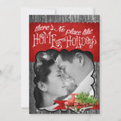 5x7 XMAS Red Kerstmis Buck Tree Wood PHOTO-kaart Feestdagenkaart (Voorkant)