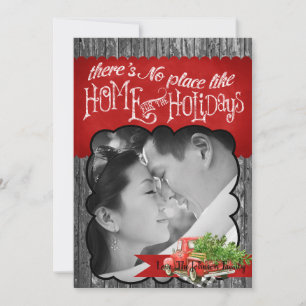 5x7 XMAS Red Kerstmis Buck Tree Wood PHOTO-kaart Feestdagenkaart