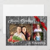 5x7 XMAS Red Kerstmis Buck Tree Wood PHOTO-kaart Feestdagenkaart (Voorkant / Achterkant)