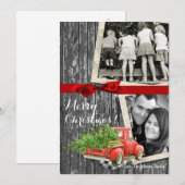 5x7 XMAS Red Kerstmis Buck Tree Wood PHOTO-kaart Feestdagenkaart (Voorkant / Achterkant)