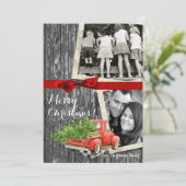 5x7 XMAS Red Kerstmis Buck Tree Wood PHOTO-kaart Feestdagenkaart (Staand voorkant)
