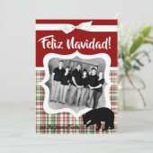 5x7 XMAS Red Kerstmis Pset Beer PHOTO-kaart Feestdagenkaart (Staand voorkant)