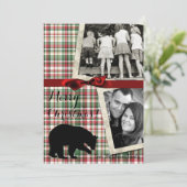 5x7 XMAS Rode Kerst Plaid Beer Fabr FOTO KAART (Staand voorkant)