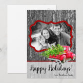 5x7 XMAS Rode Kerstmisvrachtwagen Boom FOTOKAART Feestdagenkaart (Voorkant / Achterkant)
